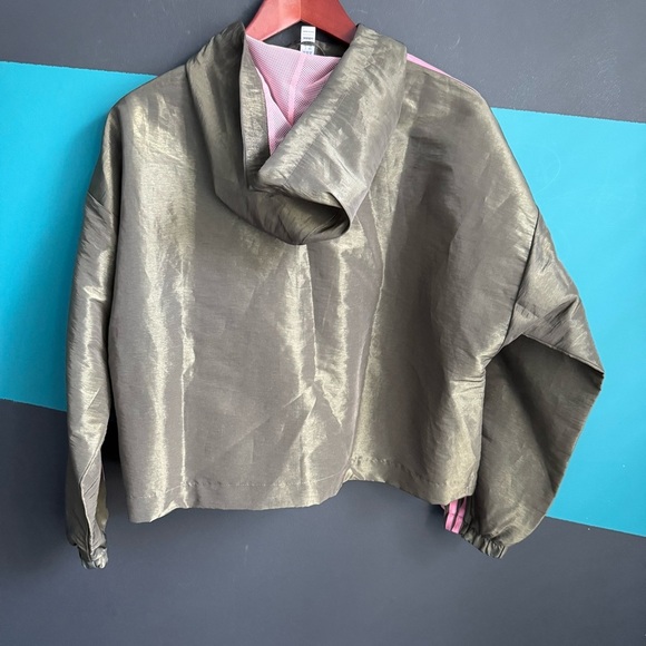 Adidas Women's Green Jacket with Pink Stripes - Picture 5 of 9